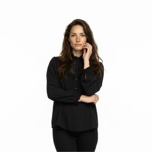 Chic Black Lace Women's Blouse